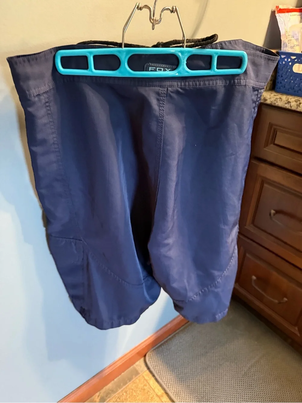 Men's Fox Vintage Navy Blue Board Shorts with Light Blue Accents size 36